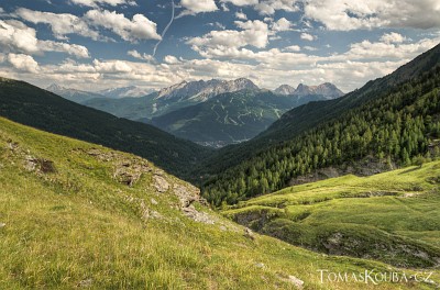 Path down the valley from Colle del Fréjus to Bardonecchia, Ital